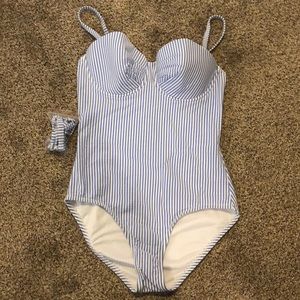 J. Crew Blue Striped Swimsuit
